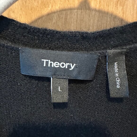 Theory Torina 100% Cashmere Sleeveless Duster Cardigan Vest in Black Women's L - Picture 5 of 5